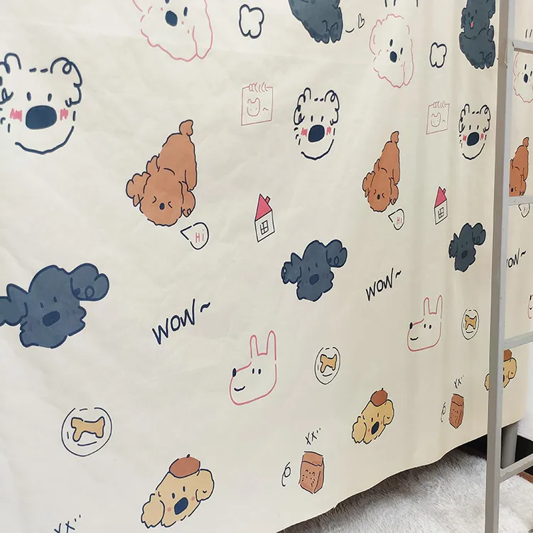 宿舍魔术贴床帘 学生下铺床帘粘贴式遮光含纱 寝室上铺自粘遮光帘