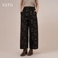 序缇新中式提花阔腿裤女2025秋季新款宽松直筒裤子J71-22670
