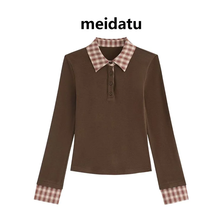 美哒兔（破价款）韩系格纹拼接小衫CK2986-27