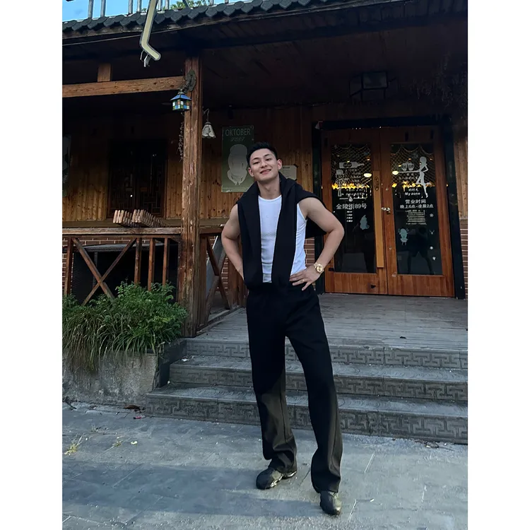 GTAL25AW美式直筒立体剪裁休闲裤长裤显腿长运动抽绳纯色百搭卫裤