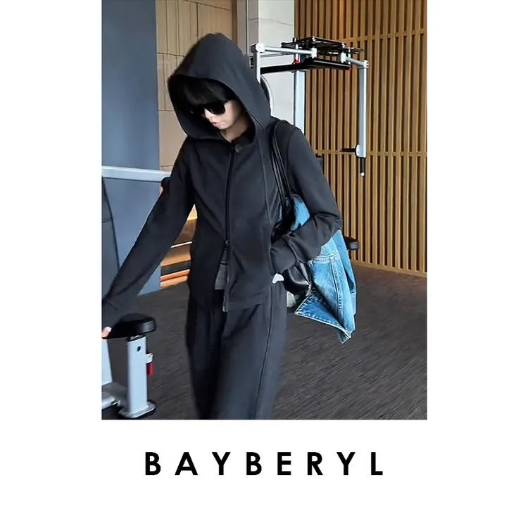 BAYBERYL老贝人鱼套*上衣灰显瘦百搭运动舒适秋卫衣NT5H1309