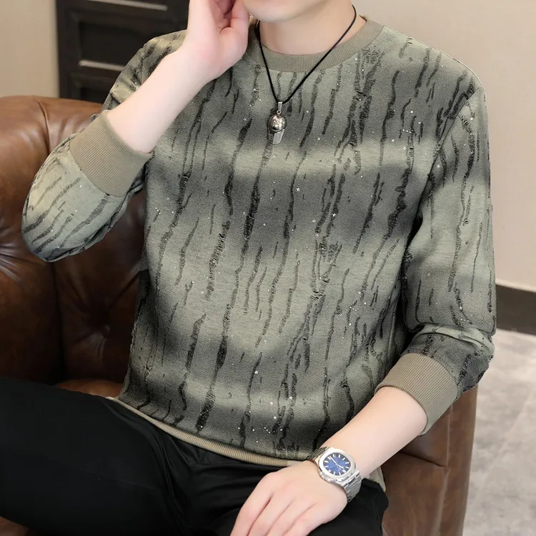 时尚新款男士长袖t恤春秋季圆领内搭打底体恤衫潮流卫衣时尚上衣