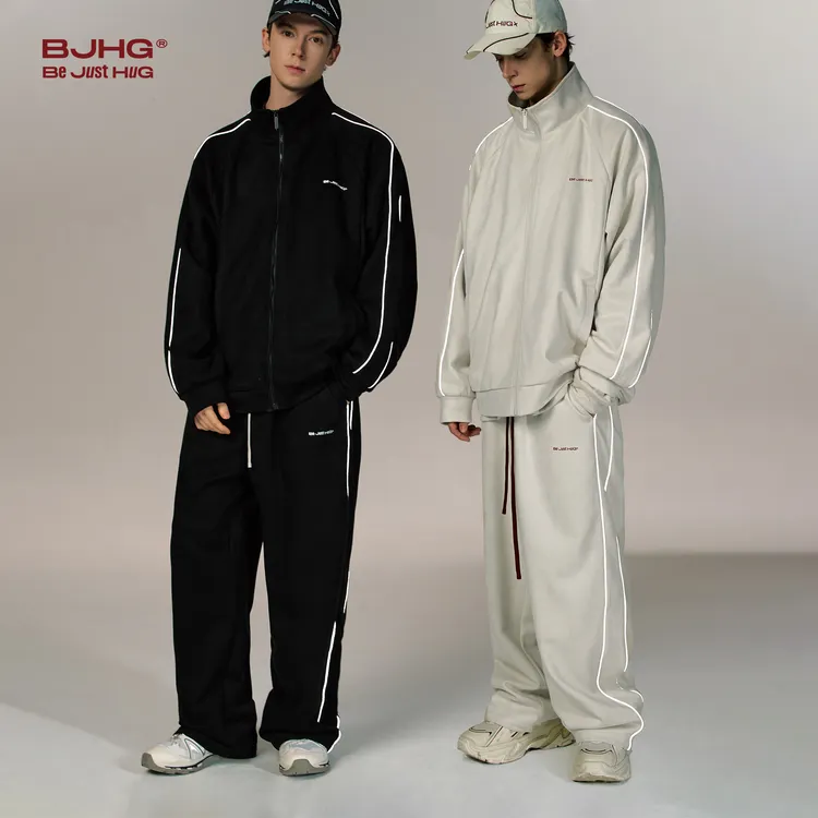【专属】BJHG不计后果环保麂皮绒反光嵌条少年感套装男秋季休闲运动