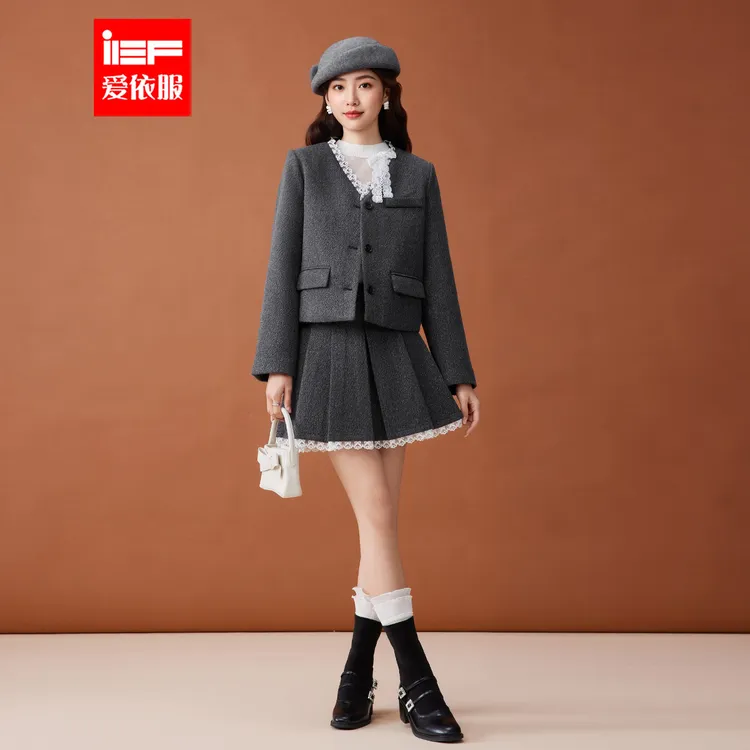 IEF/爱依服2025新款秋季气质女人味通勤加棉厚款时尚套装