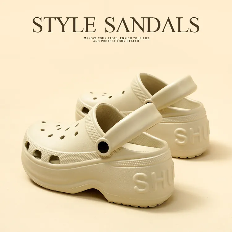 8cm厚底增高洞洞鞋新款防滑外穿办公室防滑透气女时尚休闲网红款