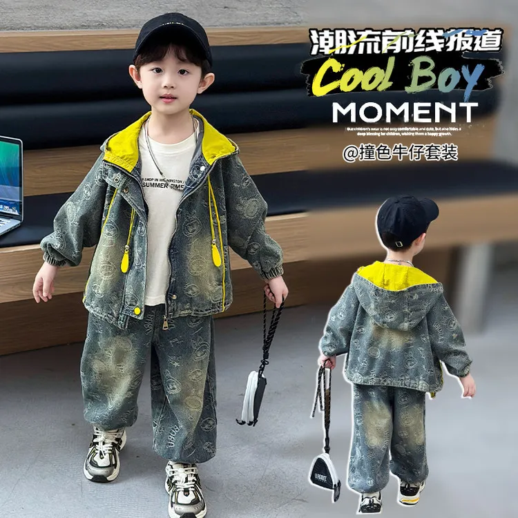 韩版套装卡通春秋卡通动漫男童中小童痞帅个性潮牌男童装