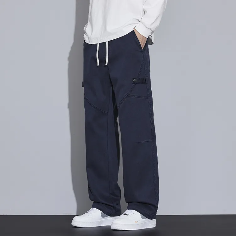美式伐木拼接工装裤男款2025秋季宽松百搭直筒休闲长裤青少年裤子