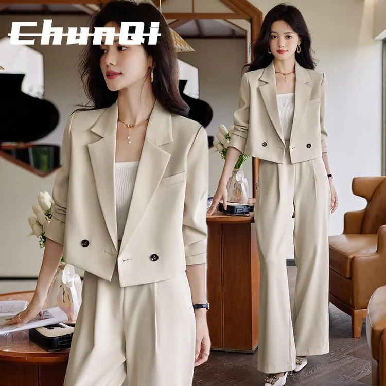 淳启短款西装外套女新款高级感气质休闲小个子西服职业装正装套装