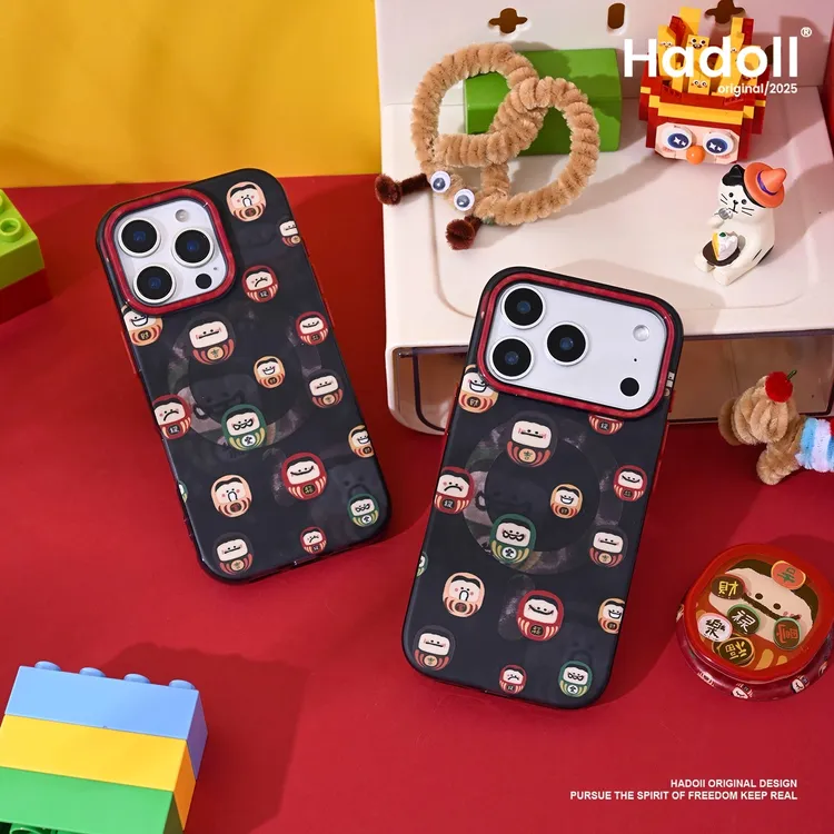 原创幸运达摩苹果17pm手机壳磁吸个性适用苹果16/15pro卡通原创壳