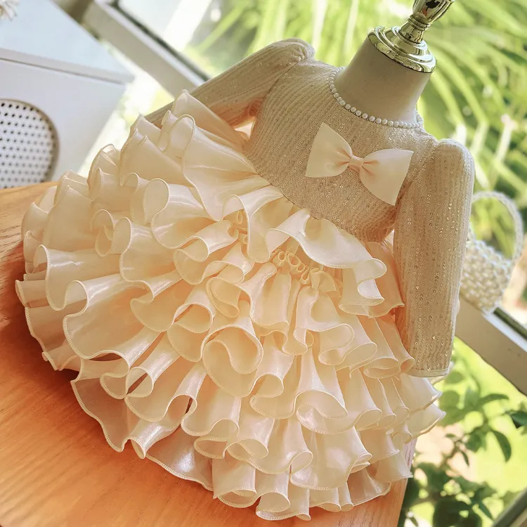 周岁女童礼服秋冬新款蓬蓬长袖裙生日夏婴儿衣服女宝宝连衣公主裙