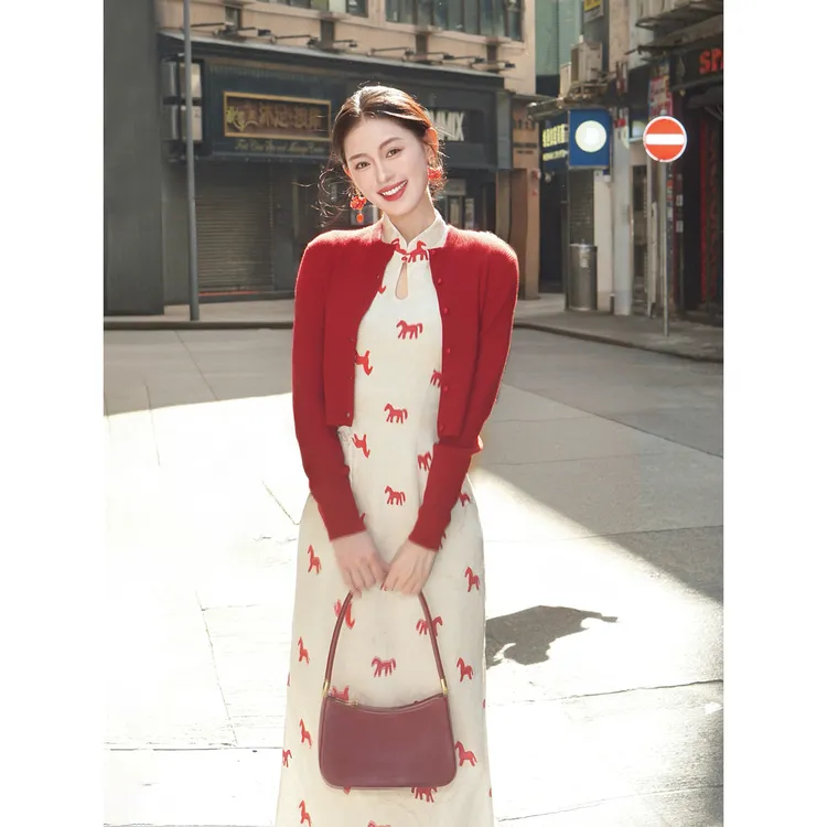 凌茜恣禾【花枝】国风新中式立体花短款针织开衫毛衣外套百搭上衣女