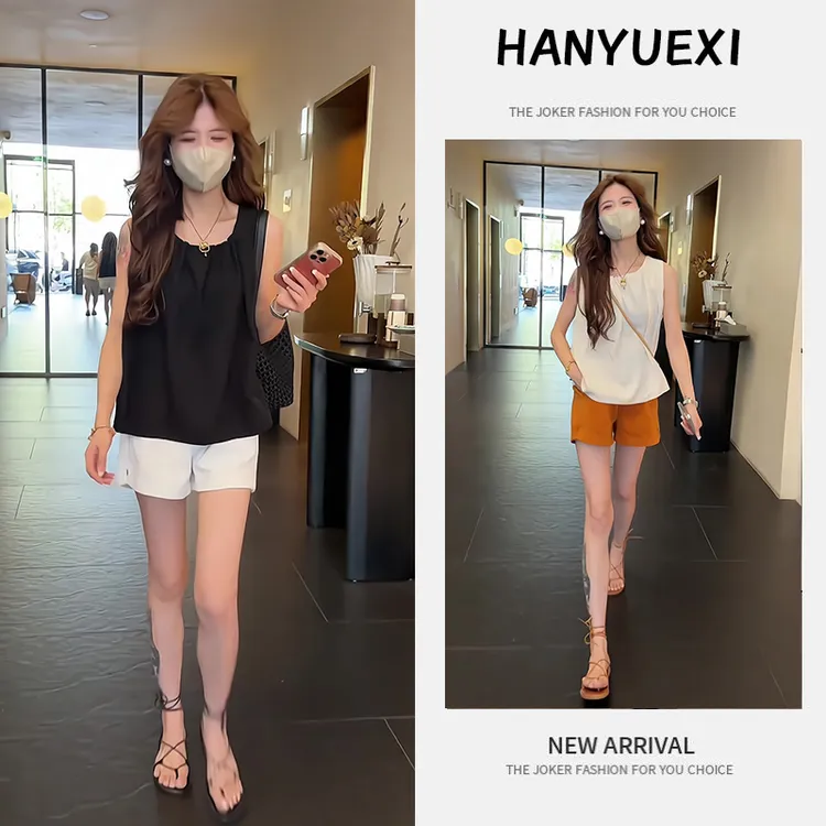 夏季一整套女装2025新款韩版减龄时尚休闲气质无袖上衣短裤两件套