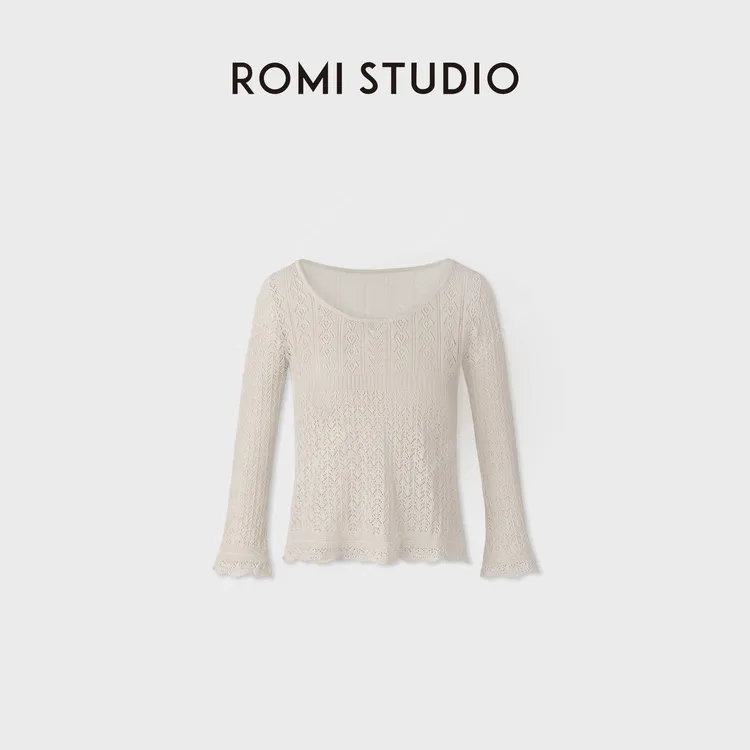 ROMI STUDIO“天然亚麻”亚麻棉镂空网眼舒适肤感上衣RWCAST4695