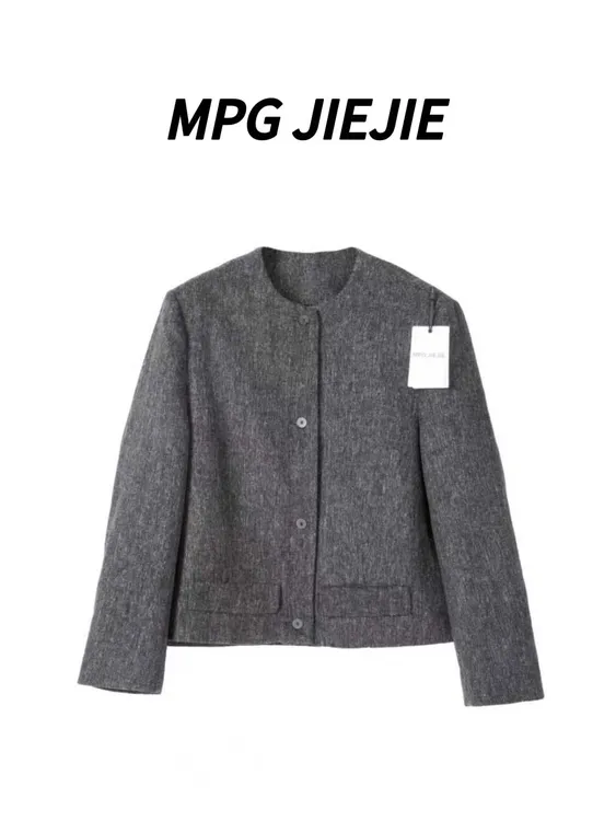 MPG JIEJIE【冰岛】25秋冬雪花灰简约大码外套