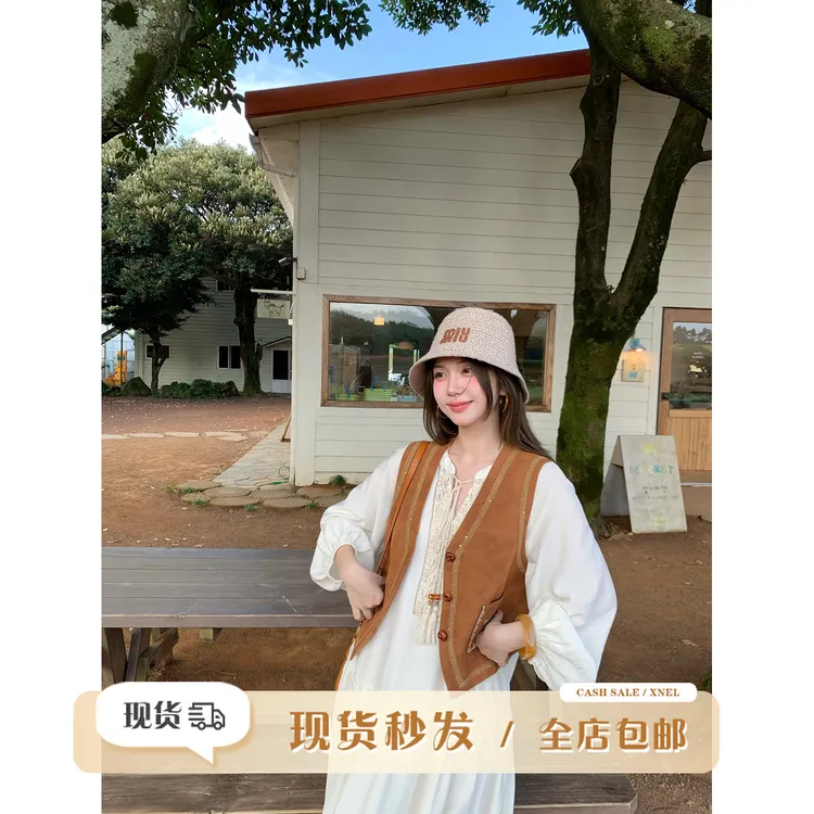 陳文文xenl【阿勒泰邂逅】新款波西米亚风新疆穿搭绒面刺绣马甲0034