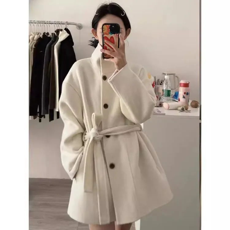 超好看小个子双面毛呢大衣女2025新款秋冬季高级感短款毛呢外套