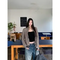 withmin凉皮 燕麦花茶 格纹拼接假两件毛衣针织外套上衣女2524254
