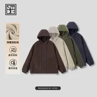 NTDG-ONE冬季极简风拼接摇粒绒连帽棉服外套DM-58606