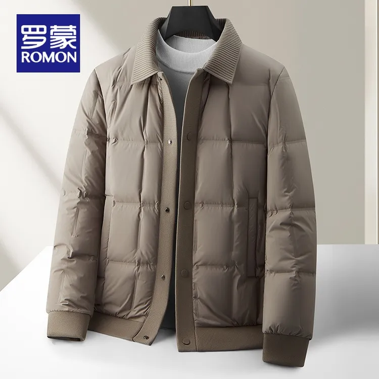 罗蒙男式羽绒服秋冬工装款国标90白鸭绒保暖青年高奢商务防寒休闲