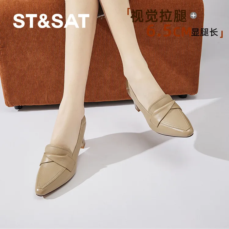 星期六粗跟英伦风单鞋女爆款2025新款配裙子的鞋子气质优雅高跟鞋