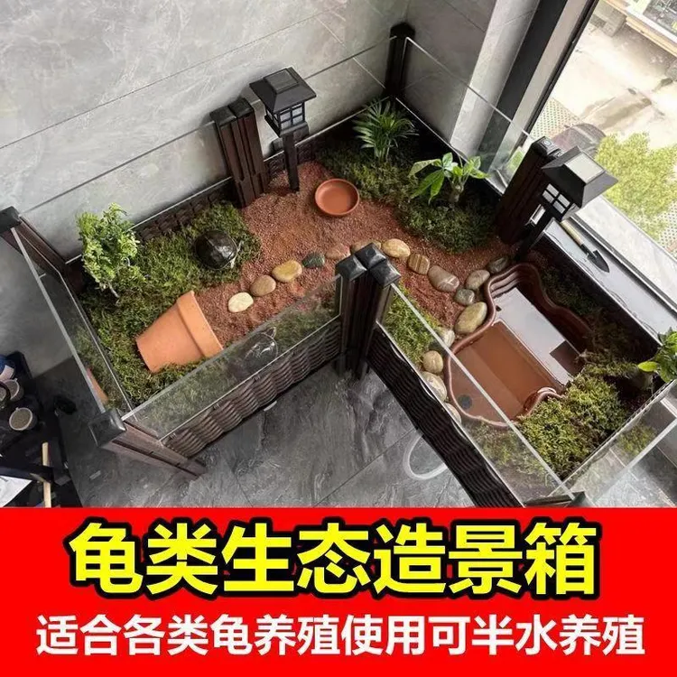 乌龟箱饲养箱陆龟缸生态造景环境箱黄缘龟养殖箱龟缸透明超大加高