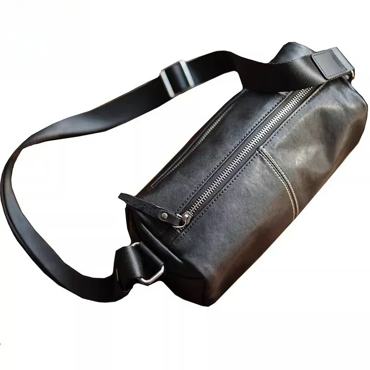 高端奢侈男包真皮通勤高级感百搭时尚单肩斜挎胸包男多功能简约