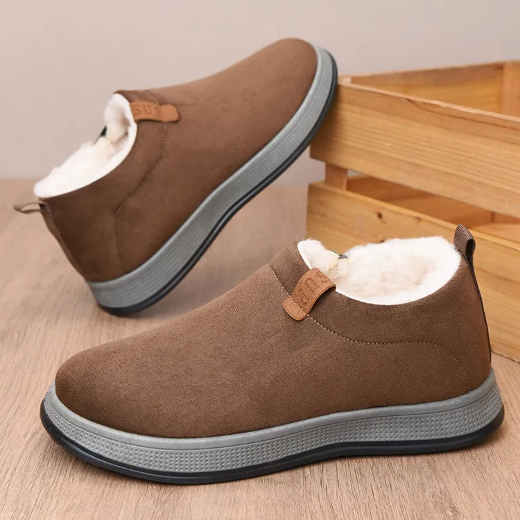 2025冬季新款老北京棉鞋一脚蹬防滑雪地靴男加绒加厚潮流爸爸鞋