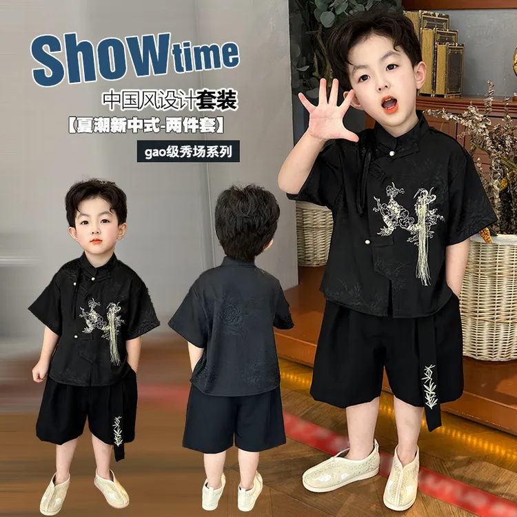 唐装男童新中式套装夏季国风衬衫2025新款儿童汉服痞帅潮夏天衣服
