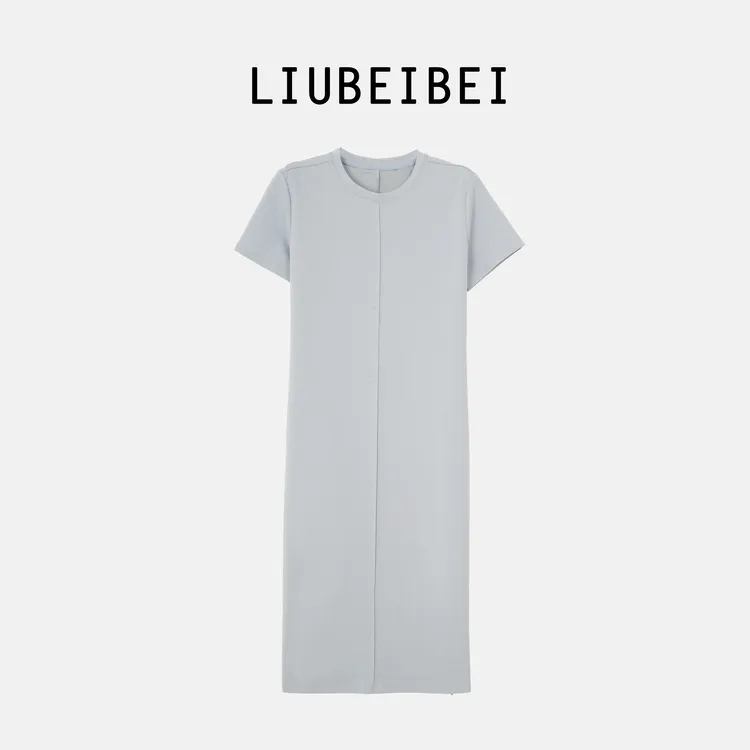 LIUBEIBEI夏季新款轻奢简约韩版高级下摆开叉连衣裙-8753