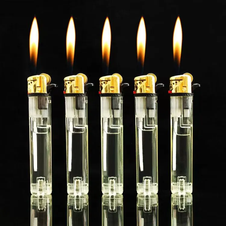 【高原机】新款砂轮打火机透明可视便捷火石明火循环充气创意打火机