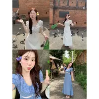 火火火【点点夏日】韩系波点蕾丝拼接碎花连衣裙L35540HH52