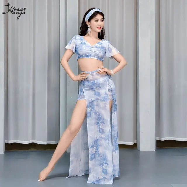 肚皮舞服装女2025新款性感印花练功服东方舞蹈服仙气团服表演出服