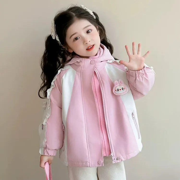 2025秋冬装女童可拆卸风衣连帽防风衣宝宝冲锋衣儿童外套三合一