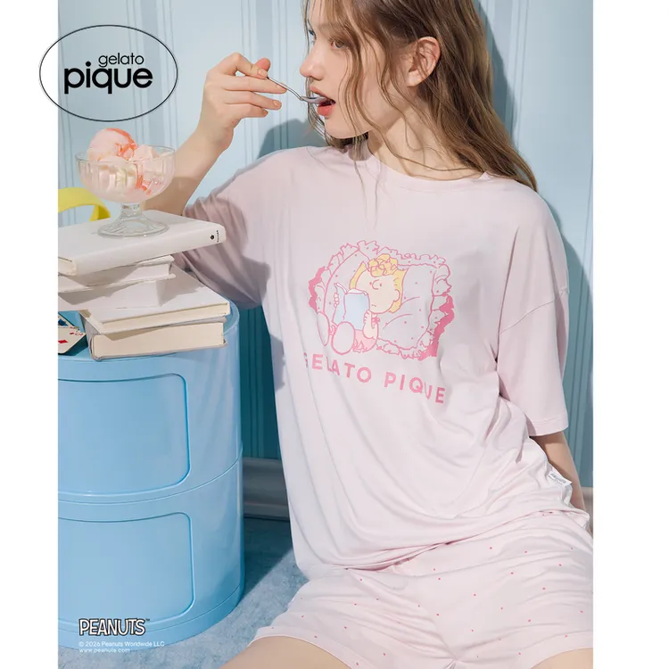 gelato pique26春夏新品女睡裤史努比联名系带短裤居家PWCP262343