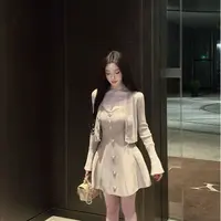 【陌上秋】法式气质纯欲显瘦长袖针织开衫+吊带裙精致短款温柔套装