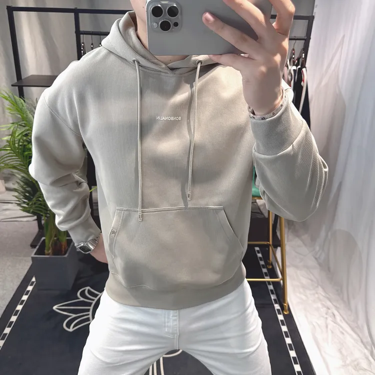 欧洲站2025新款男士连帽卫衣百搭潮流美式宽松上衣男春秋长袖帽衫