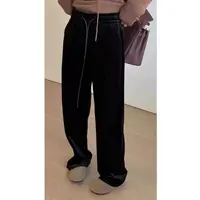 【丝绒阔腿裤】加绒系带复古百搭宽松遮肉阔腿直筒长裤女