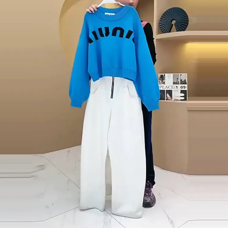 秋装女2025年新款时尚套装字母印花长袖圆领套头卫衣高腰显瘦长裤