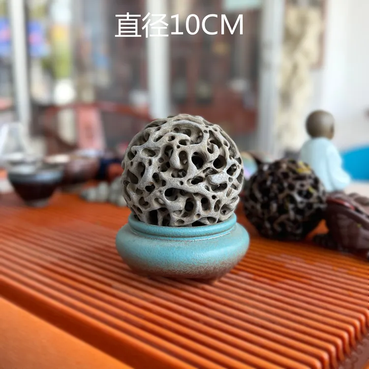 天威太湖石玲珑球摆件龙珠香炉家居雕刻饰品装饰书房茶室玄关