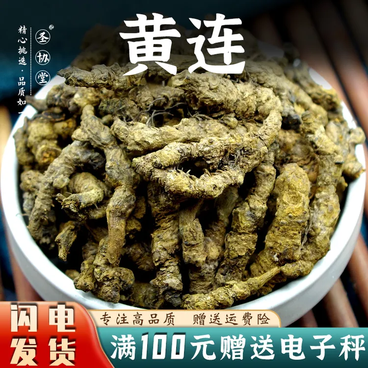 黄连中药材非野生黄莲鸡爪黄连四川黄莲连根片泡水喝茶