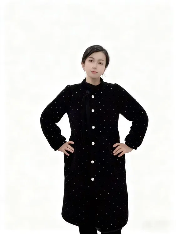 M2长袍雪尼尔三层夹棉加绒加厚亮钻气质家居服洋气减龄时尚