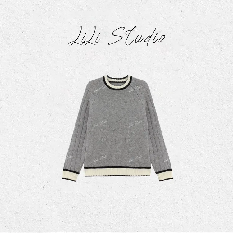 PCNY丨不理理「纹理雪花」100羊毛雪花提花撞色边毛衣