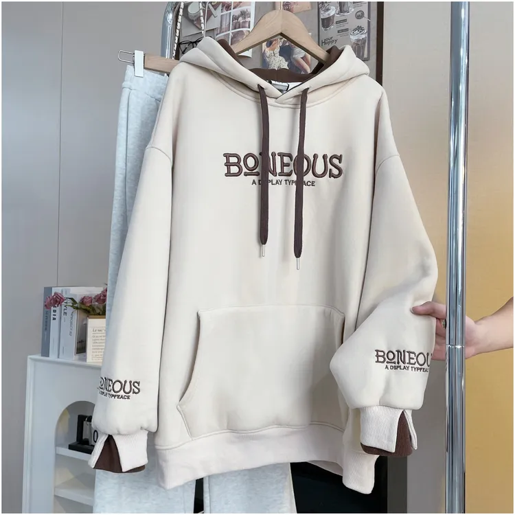 【北境之秋】北极绒加绒加厚宽松上衣慵懒风秋冬新款卫衣遮屁股外套