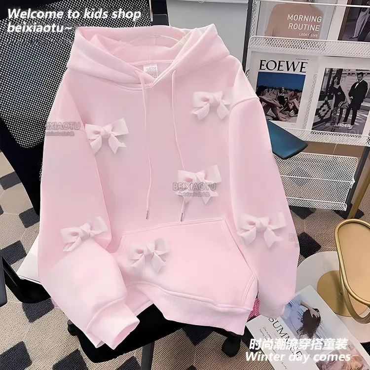 女童连帽卫衣春秋款2025新款洋气时髦女孩春装休闲儿童韩版上衣潮