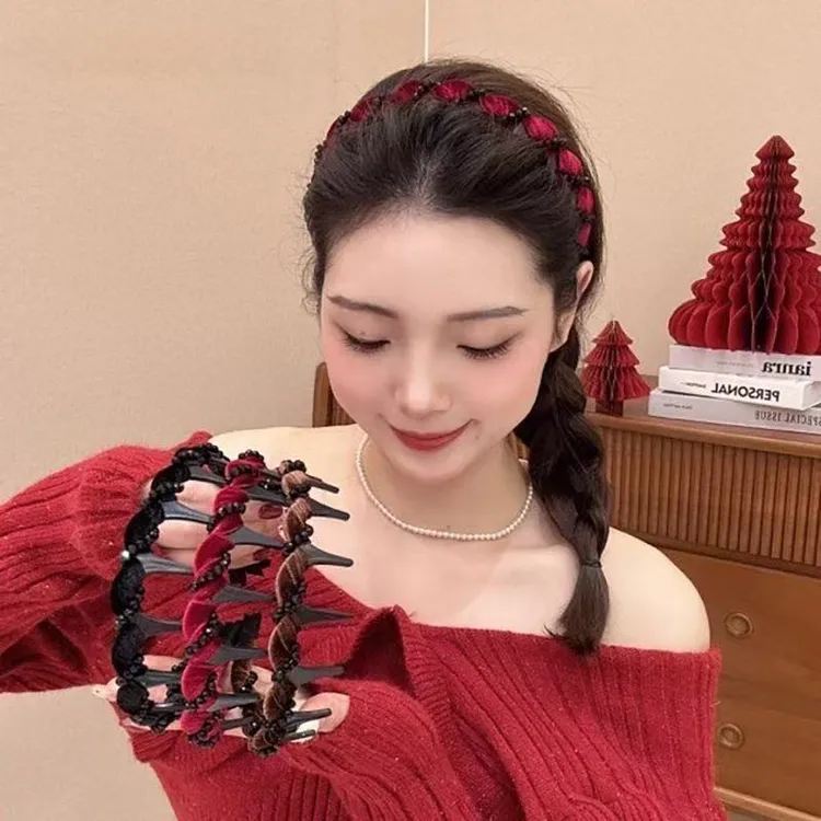 闪钻丝绒发箍女韩版新款高颅顶波浪头箍碎发整理神器外出百搭头饰