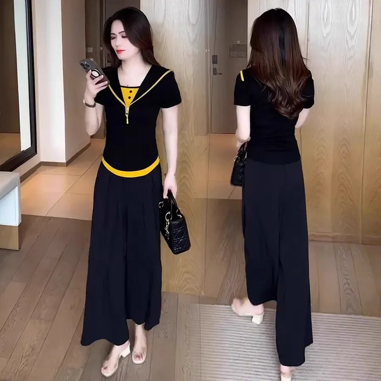 时尚洋气休闲T恤女2025夏季新款设计感洋气修身显瘦百搭短袖衬衫