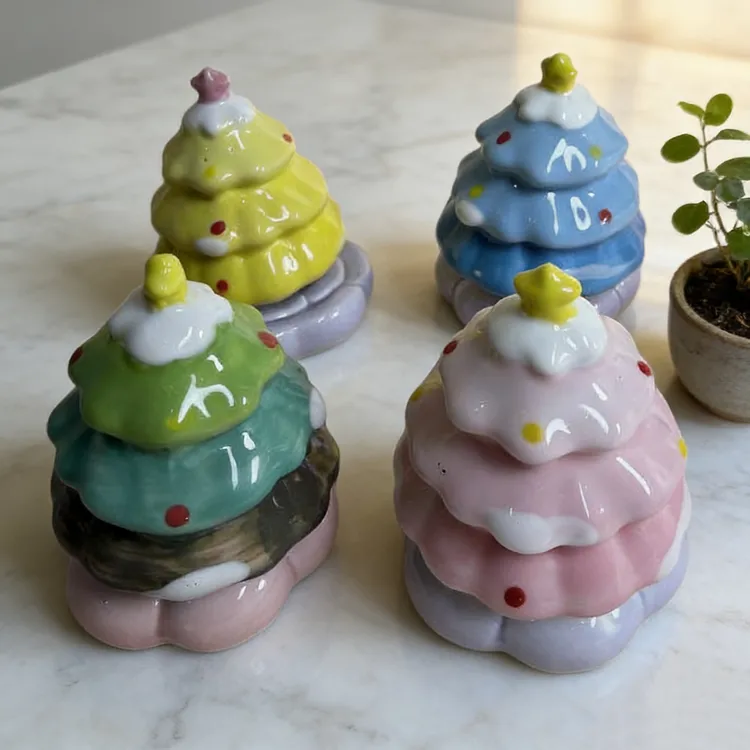 景德镇陶瓷转转圣诞树 圣诞节礼物 办公室车载陶瓷摆件