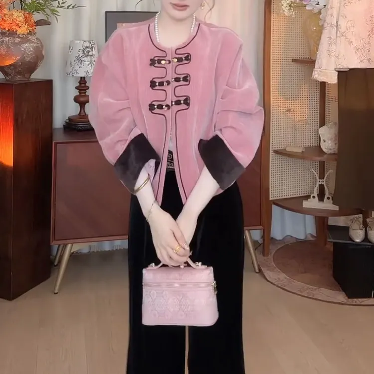 复古百搭减龄宽松盘扣设计短外套秋季新款气质新中式优雅休闲外套