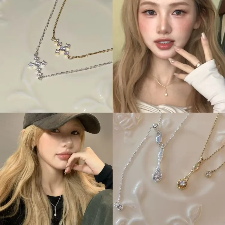 hucares 「精灵小勺」原创精致福气项链甜品勺十字架项链金色银色