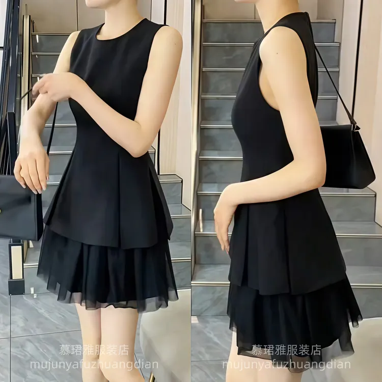 2025时尚套装小黑裙无袖简约百搭礼服套装连衣裙套装
